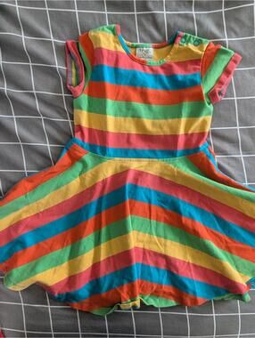 Frugi rainbow stripe skater dress